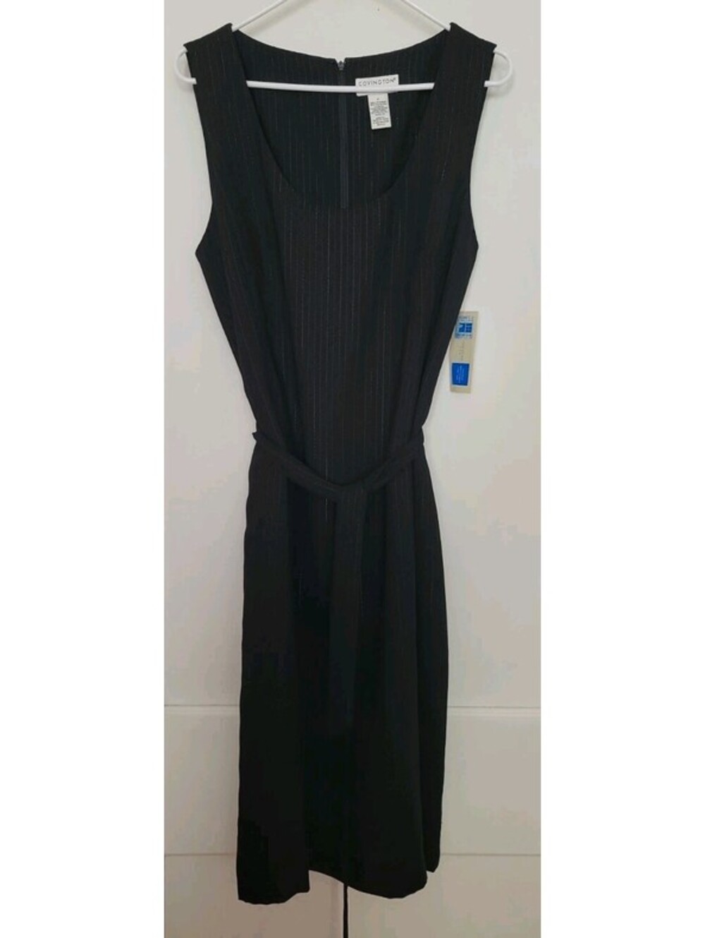 Covington Belted Dress Black Red Stripe Office Work Career Midi Women sz 14 NWT